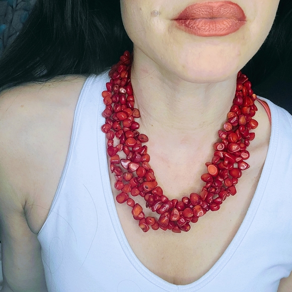 VTG Signed Lucas Lameth LUC Natural Untreated Coral 4 Strand Sterling Necklace - Picture 6 of 10